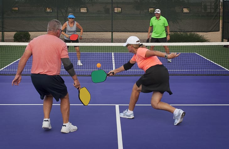 Pickleball players in action